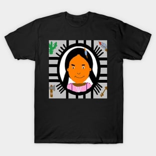 Native American Artwork Illustration on Black Background T-Shirt